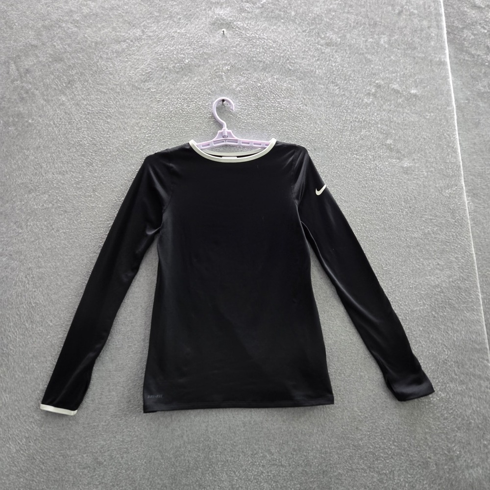 Nike‎ Pro Women Shirt XL Black Pro Activewear Logo Long Sleeve